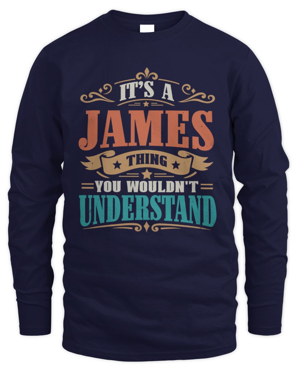 It’s a Name Thing Personalized Retro T-Shirt JAMES M1-47 / Men's Long Sleeved T-Shirt / navy