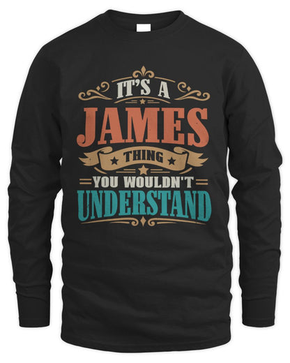 It’s a Name Thing Personalized Retro T-Shirt JAMES M1-47 / Men's Long Sleeved T-Shirt / black