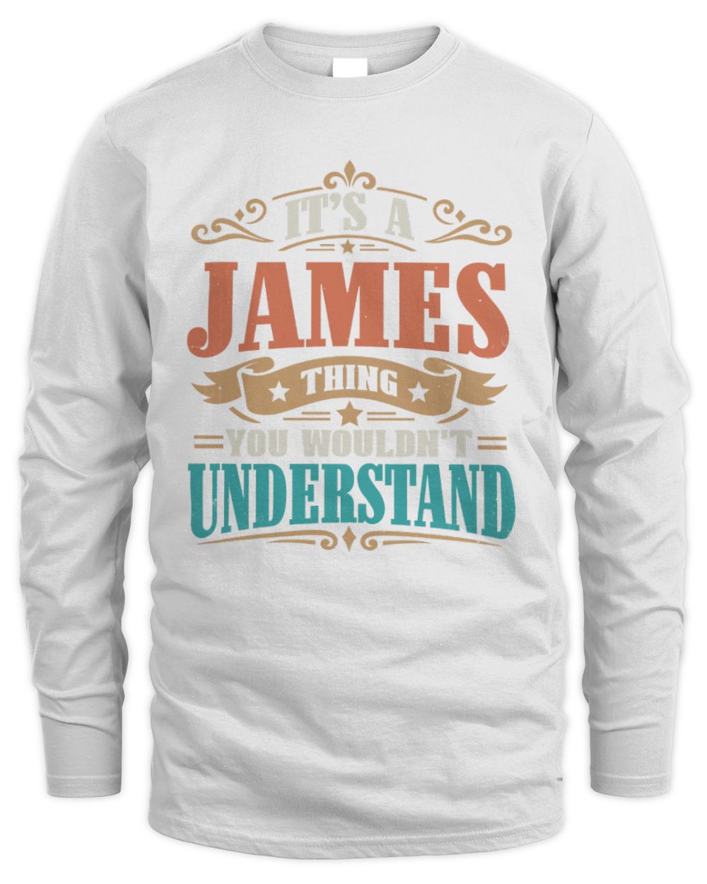 It’s a Name Thing Personalized Retro T-Shirt JAMES M1-47 / Men's Long Sleeved T-Shirt / white