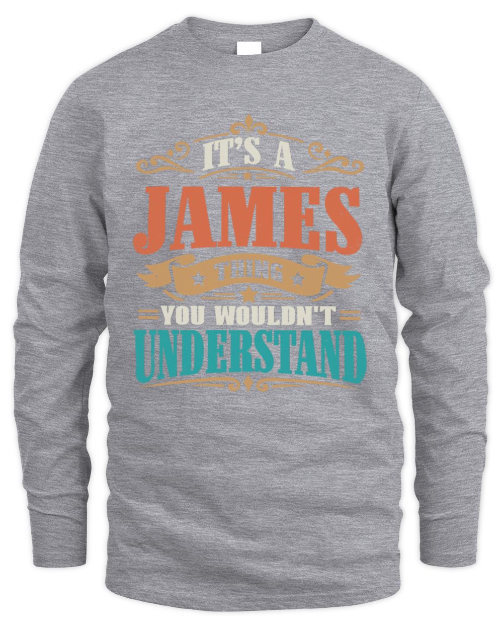 It’s a Name Thing Personalized Retro T-Shirt JAMES M1-47 / Men's Long Sleeved T-Shirt / sport grey