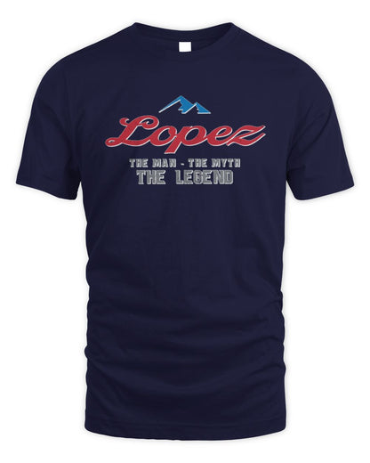The Man The Myth The Legend Coors Light Beer T-Shirt LOPEZ M1-S84 / Unisex Standard T-Shirt / navy