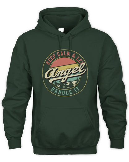 Keep Calm Let Your Name Handle It Retro T-Shirt ANGEL M1-54 / Unisex Hoodie / forest green
