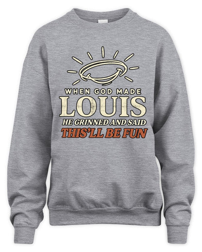 When God Made Your Name Funny Western T-Shirt T-Shirt LOUIS M1-S82 / Unisex Sweatshirt / sport grey