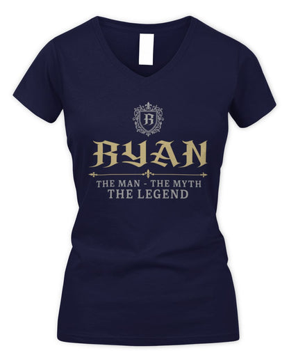 The Man The Myth The Legend Western Shirt RYAN M1-78 / Women's V-Neck T-Shirt / navy