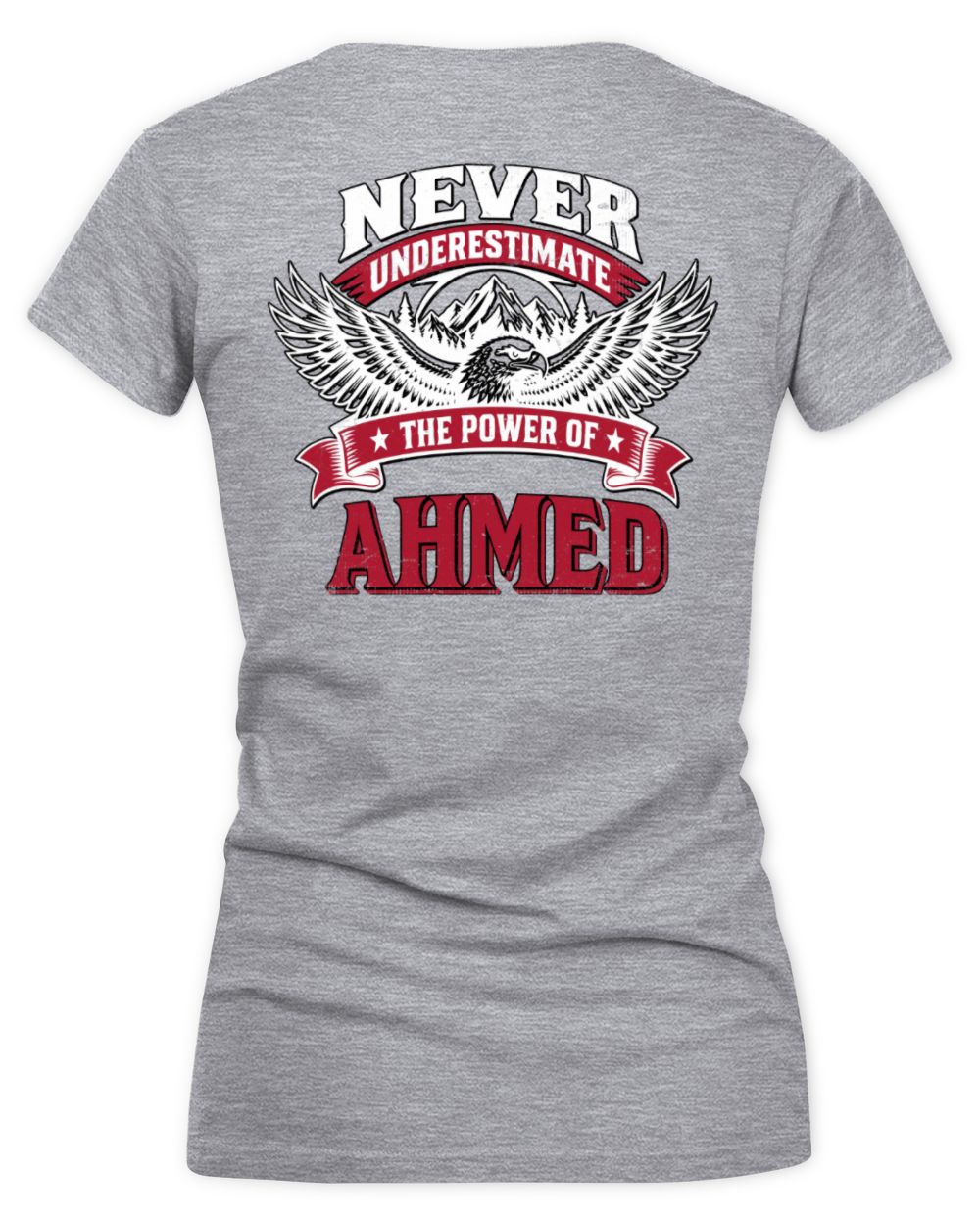 Never Underestimate Your Name Eagle Mountain Shirt AHMED M1-61 / Women's V-Neck T-Shirt / sport grey