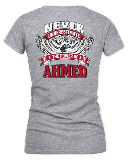 Never Underestimate Your Name Eagle Mountain Shirt AHMED M1-61 / Women's V-Neck T-Shirt / sport grey