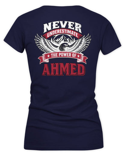 Never Underestimate Your Name Eagle Mountain Shirt AHMED M1-61 / Women's V-Neck T-Shirt / navy