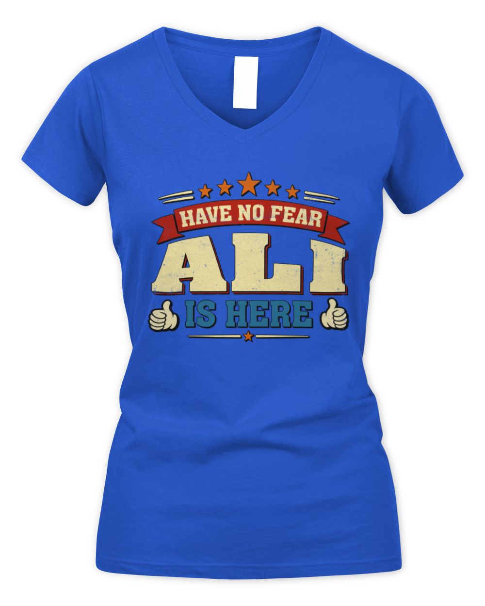Have No Fear Your Name Is Here Cool Graphic T-Shirt ALI M1-71 / Women's V-Neck T-Shirt / royal