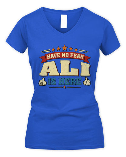 Have No Fear Your Name Is Here Cool Graphic T-Shirt ALI M1-71 / Women's V-Neck T-Shirt / royal