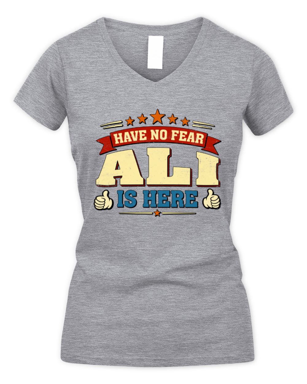 Have No Fear Your Name Is Here Cool Graphic T-Shirt ALI M1-71 / Women's V-Neck T-Shirt / sport grey