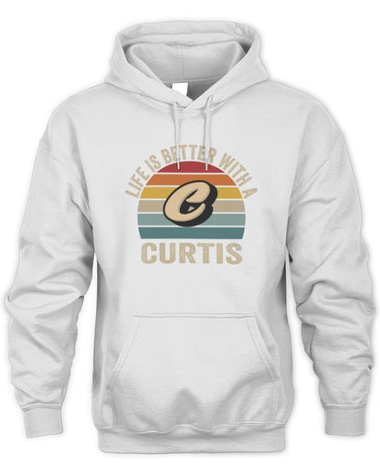 Life Is Better with Name Vintage Sun Shirt CURTIS M1-50 / Unisex Hoodie / white