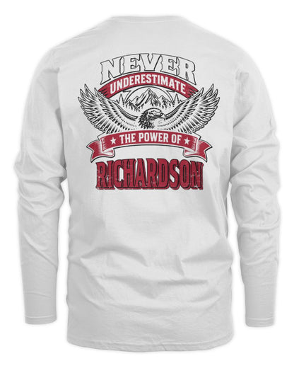 Never Underestimate Your Name Eagle Mountain Shirt RICHARDSON M1-61 / Men's Long Sleeved T-Shirt / white