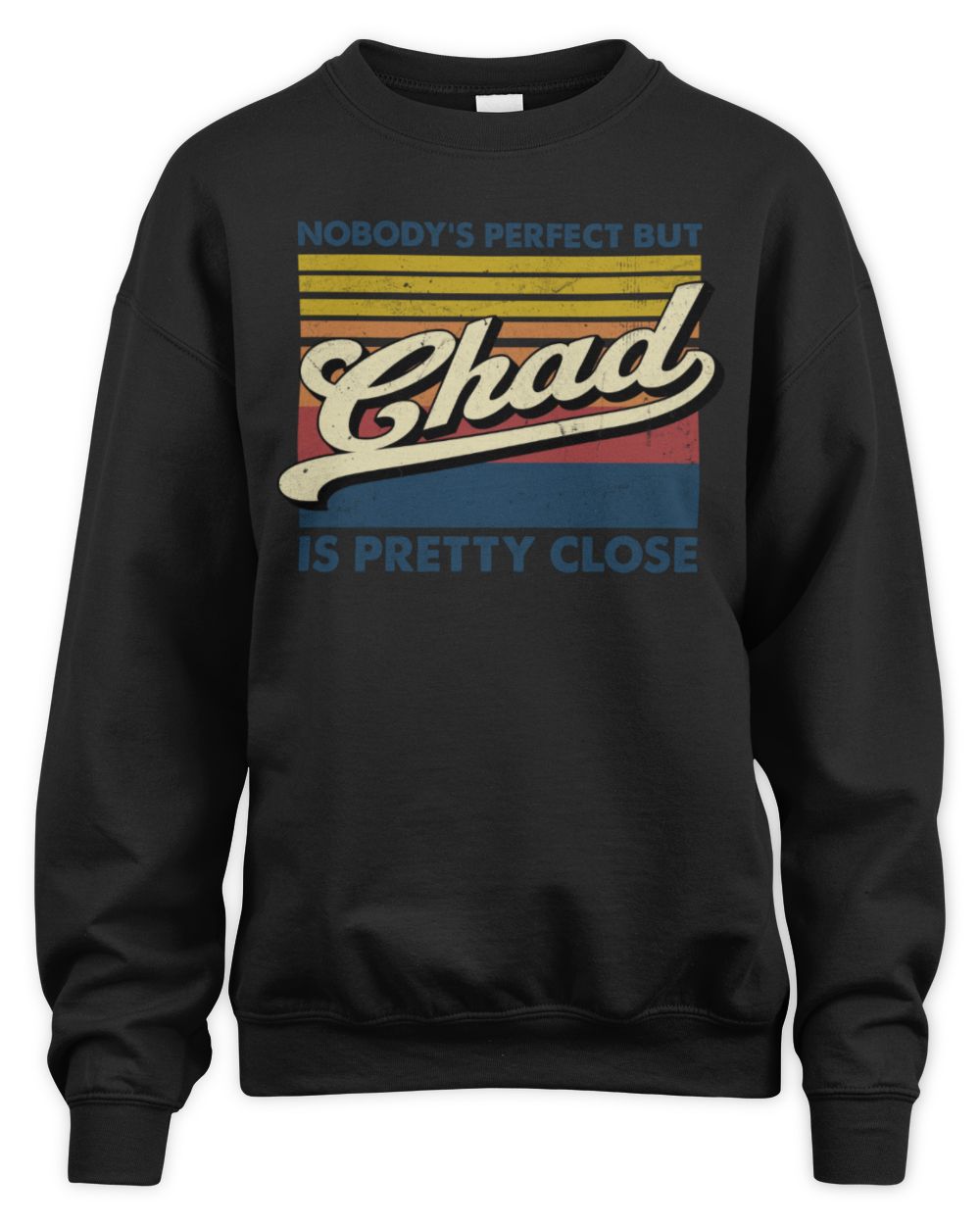 Nobody's Perfect But Your Name Is Pretty Close Retro Shirt CHAD M1-65 / Unisex Sweatshirt / black