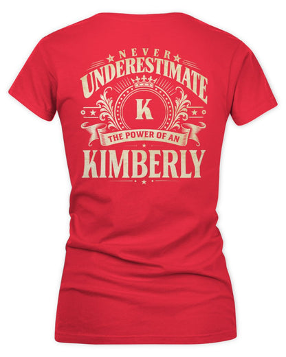 Never Underestimate Your Name Luxury Logo Shirt KIMBERLY M1-63 / Women's V-Neck T-Shirt / red