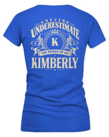 Never Underestimate Your Name Luxury Logo Shirt KIMBERLY M1-63 / Women's V-Neck T-Shirt / royal