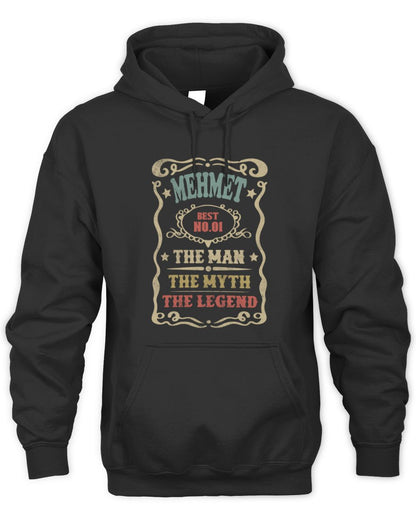The Man The Myth The Legend Vintage Gold Wine Shirt MEHMET M1-52 / Unisex Hoodie / black