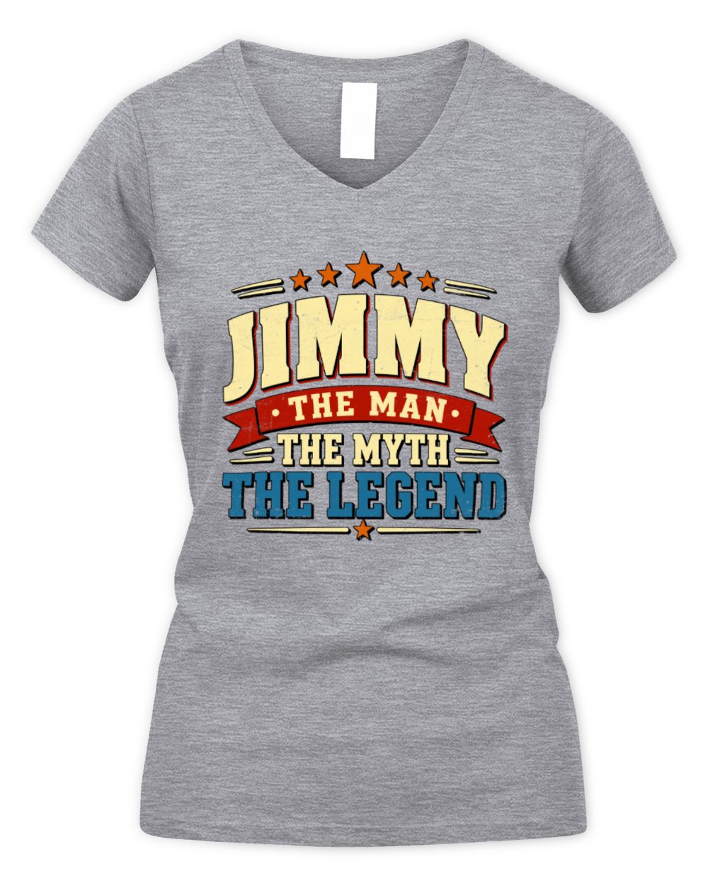The Man The Myth The Legend Ribbon Vintage T-Shirt JIMMY M1-56 / Women's V-Neck T-Shirt / sport grey