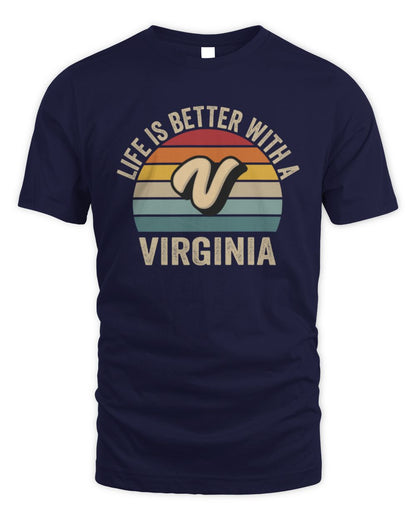 Life Is Better with Name Vintage Sun Shirt VIRGINIA M1-50 / Unisex Standard T-Shirt / navy