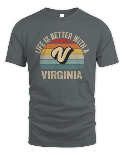 Life Is Better with Name Vintage Sun Shirt VIRGINIA M1-50 / Unisex Standard T-Shirt / charcoal