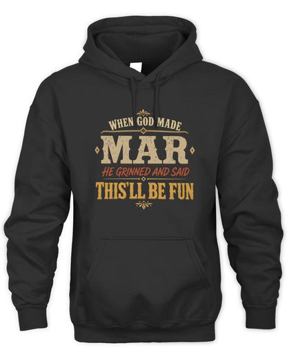 When God Made Your Name Funny Western T-Shirt MAR M1-81 / Unisex Hoodie / black