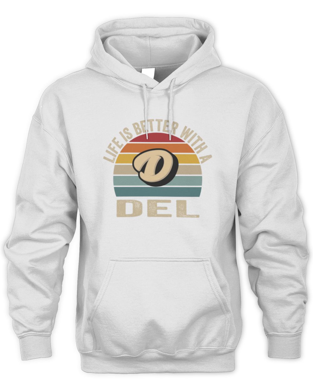 Life Is Better with Name Vintage Sun Shirt DEL M1-50 / Unisex Hoodie / white