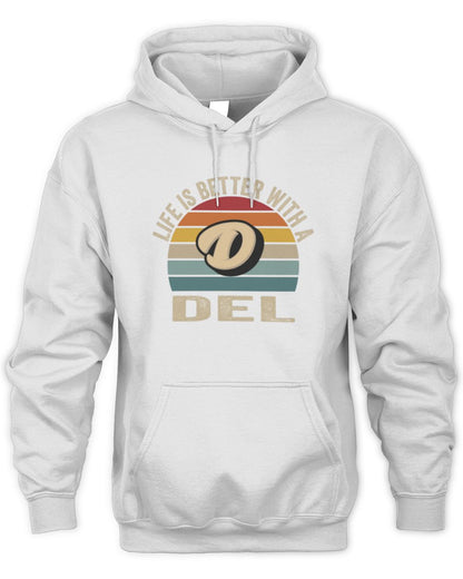 Life Is Better with Name Vintage Sun Shirt DEL M1-50 / Unisex Hoodie / white