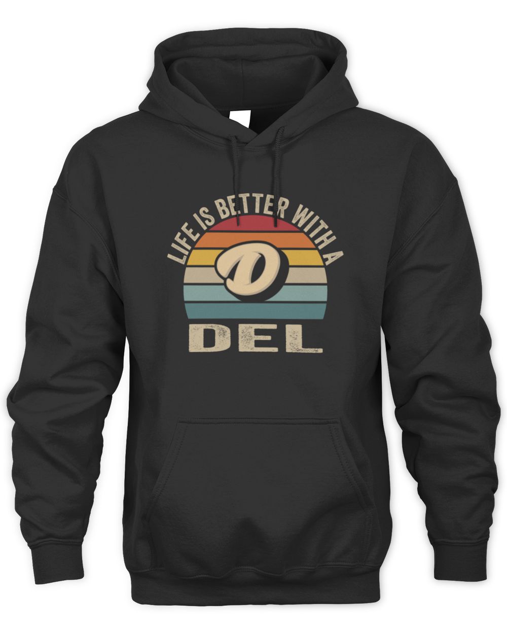 Life Is Better with Name Vintage Sun Shirt DEL M1-50 / Unisex Hoodie / black