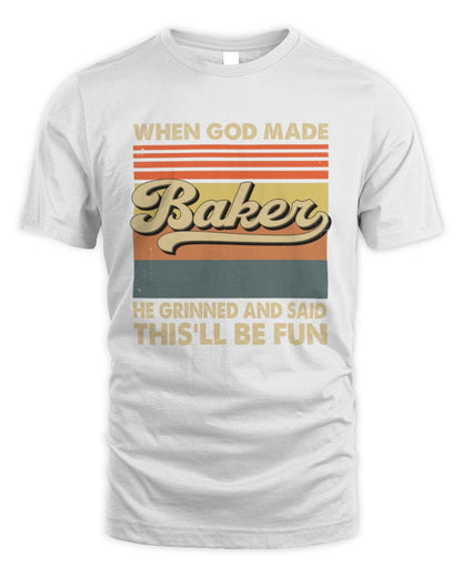 When God Made Your Name He Grinned Vintage T-Shirt BAKER M1-55 / Unisex Standard T-Shirt / white