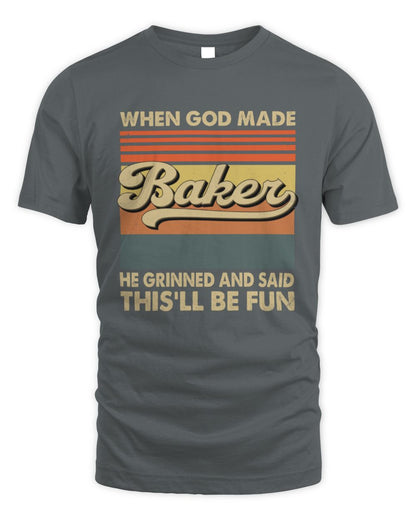 When God Made Your Name He Grinned Vintage T-Shirt BAKER M1-55 / Unisex Standard T-Shirt / charcoal