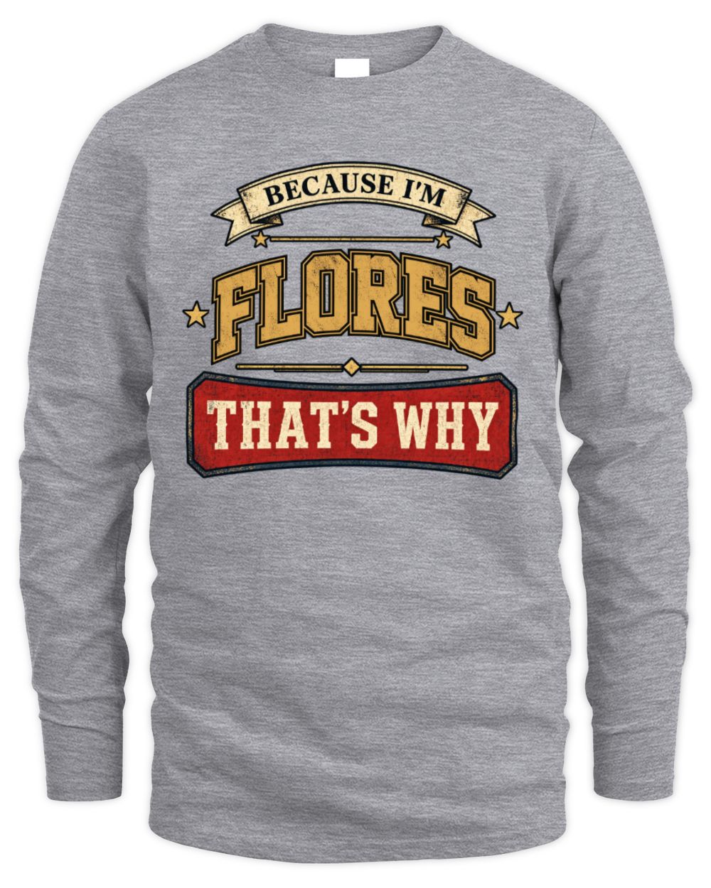 Because I'm Name That's Why Americana T-Shirt FLORES M1-S88 / Men's Long Sleeved T-Shirt / sport grey
