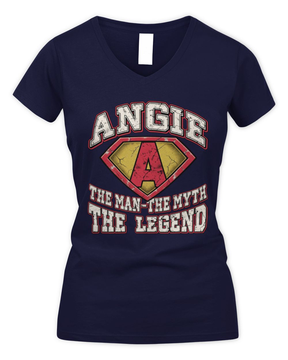 The Man The Myth The Legend Superman Graphic T-Shirt ANGIE M1-74 / Women's V-Neck T-Shirt / navy