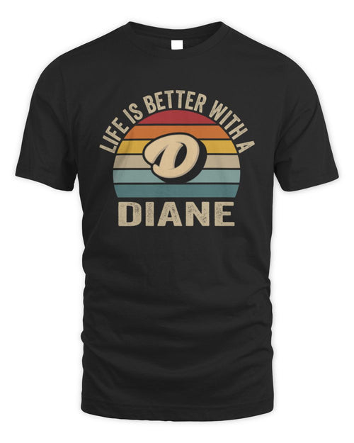 Life Is Better with Name Vintage Sun Shirt DIANE M1-50 / Unisex Standard T-Shirt / black