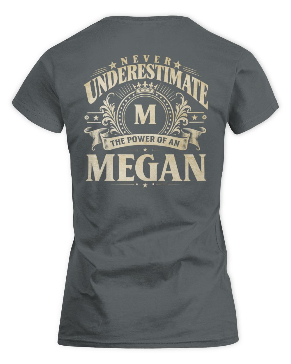 Never Underestimate Your Name Luxury Logo Shirt MEGAN M1-63 / Women's Standard T-Shirt / charcoal