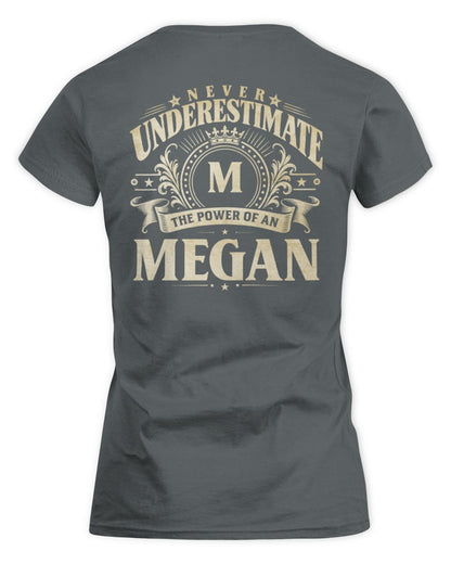 Never Underestimate Your Name Luxury Logo Shirt MEGAN M1-63 / Women's Standard T-Shirt / charcoal