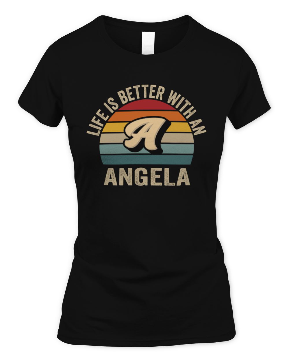 Life Is Better with Name Vintage Sun Shirt ANGELA M1-50 / Women's Standard T-Shirt / black