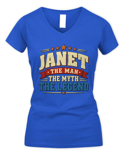 The Man The Myth The Legend Ribbon Vintage T-Shirt JANET M1-56 / Women's V-Neck T-Shirt / royal