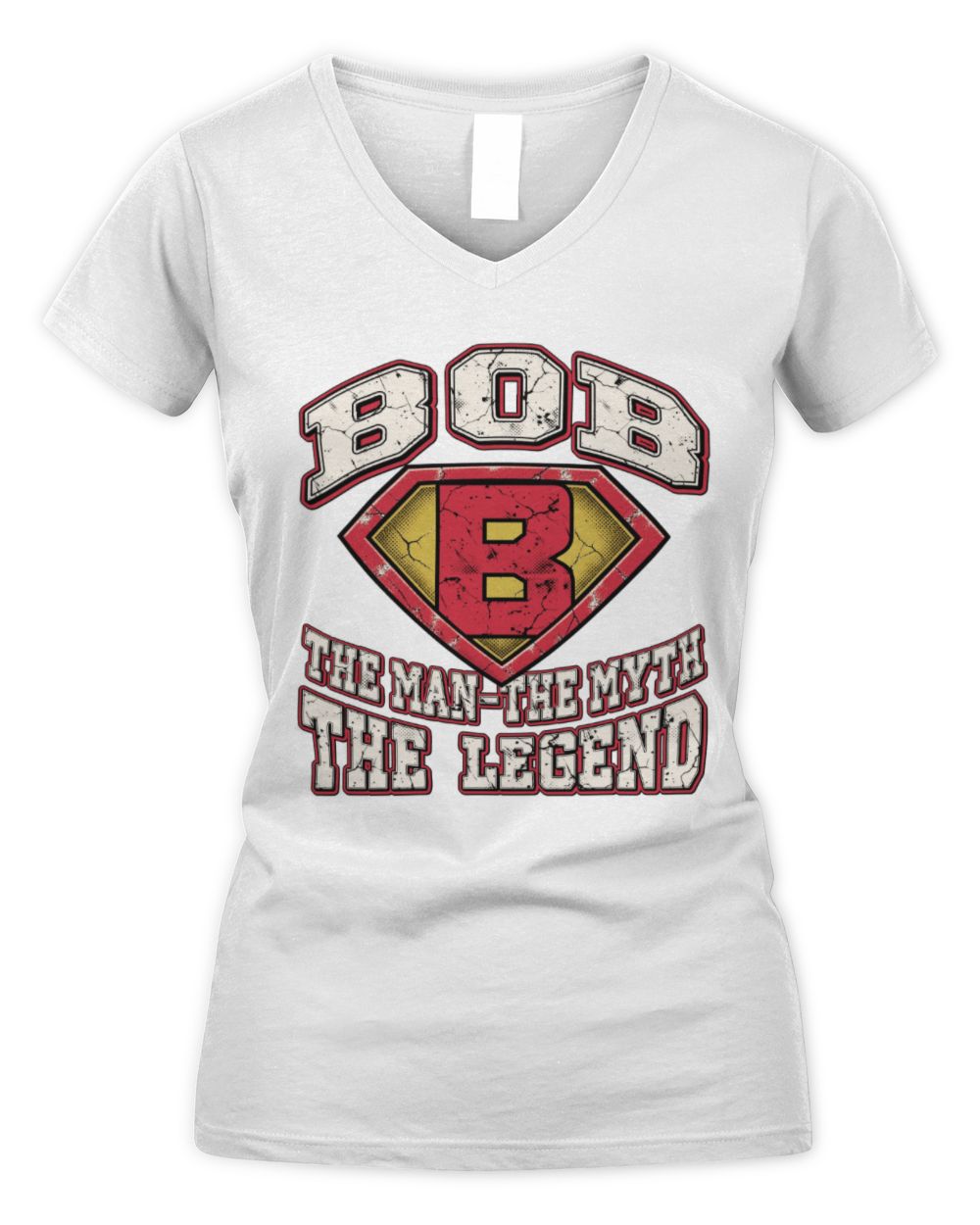 The Man The Myth The Legend Superman Graphic T-Shirt BOB M1-74 / Women's V-Neck T-Shirt / white