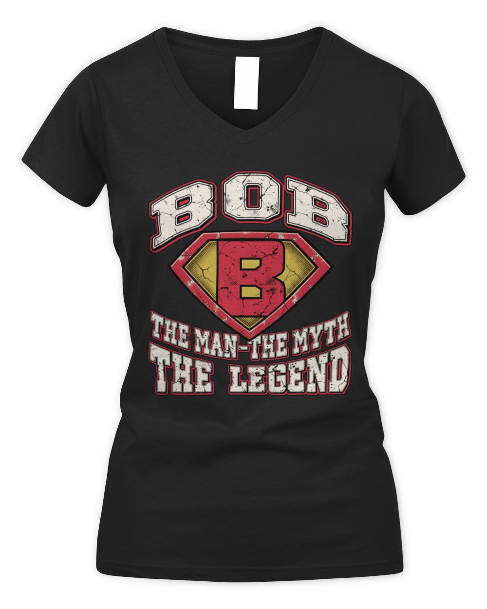 The Man The Myth The Legend Superman Graphic T-Shirt BOB M1-74 / Women's V-Neck T-Shirt / black