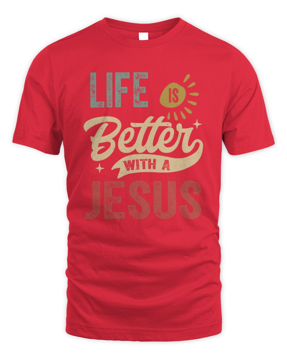 Life Is Better With a Name Personalized Retro T-Shirt JESUS-48 / Unisex Standard T-Shirt / red
