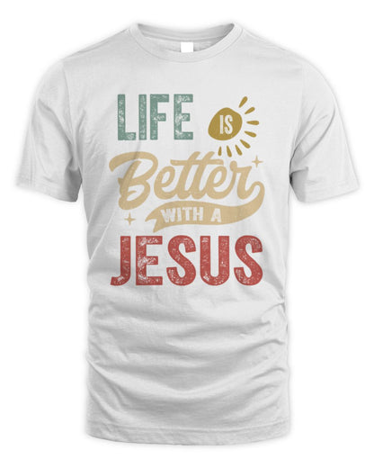 Life Is Better With a Name Personalized Retro T-Shirt JESUS-48 / Unisex Standard T-Shirt / white