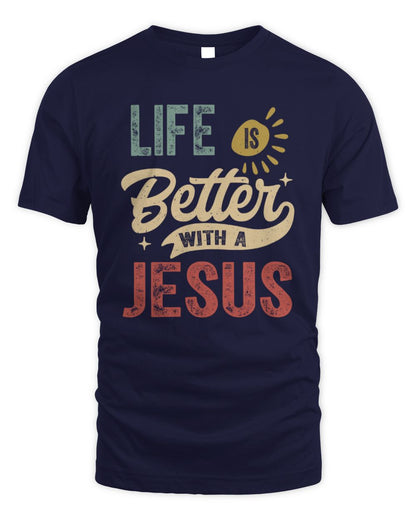 Life Is Better With a Name Personalized Retro T-Shirt JESUS-48 / Unisex Standard T-Shirt / navy