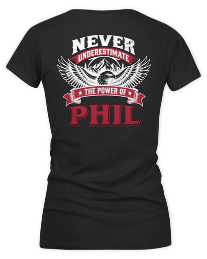 Never Underestimate Your Name Eagle Mountain Shirt PHIL M1-61 / Women's V-Neck T-Shirt / black