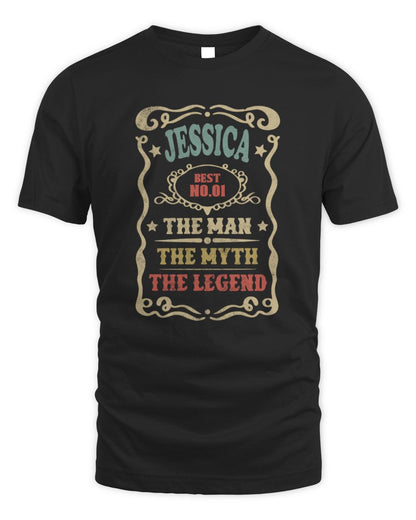 The Man The Myth The Legend Vintage Gold Wine Shirt JESSICA M1-52 / Unisex Standard T-Shirt / black