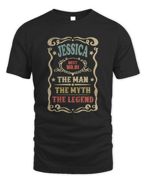 The Man The Myth The Legend Vintage Gold Wine Shirt JESSICA M1-52 / Unisex Standard T-Shirt / black