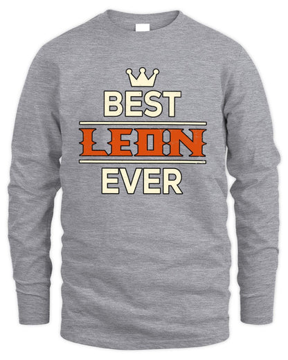 Best Your Name With Crown Shirt LEON M1-59 / Men's Long Sleeved T-Shirt / sport grey