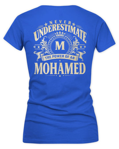 Never Underestimate Your Name Luxury Logo Shirt MOHAMED M1-63 / Women's V-Neck T-Shirt / royal