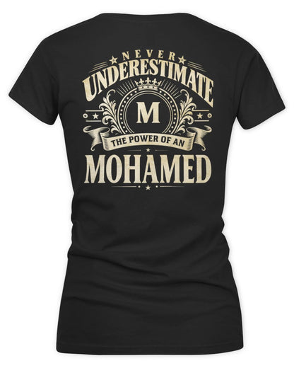Never Underestimate Your Name Luxury Logo Shirt MOHAMED M1-63 / Women's V-Neck T-Shirt / black