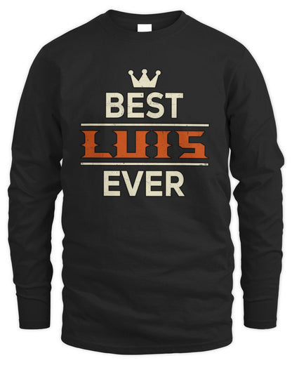 Best Your Name With Crown Shirt LUIS M1-59 / Men's Long Sleeved T-Shirt / black