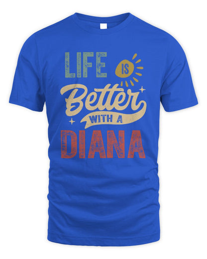Life Is Better With a Name Personalized Retro T-Shirt DIANA-48 / Unisex Standard T-Shirt / royal