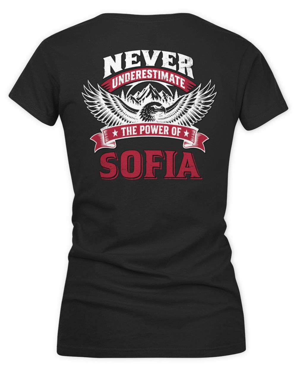 Never Underestimate Your Name Eagle Mountain Shirt SOFIA M1-61 / Women's V-Neck T-Shirt / black